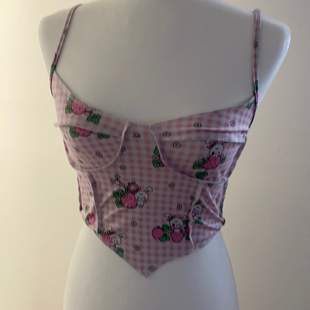 Bunny and strawberry print tank top SHEIN